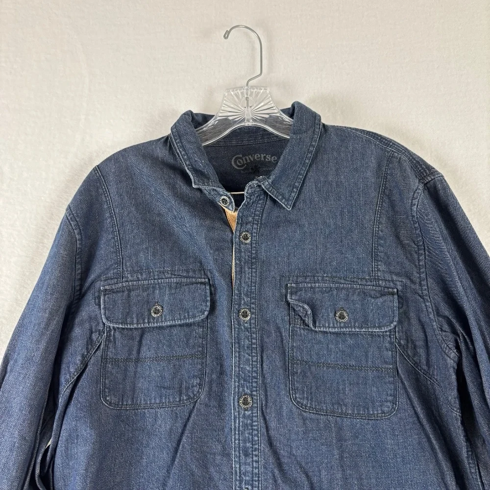 Converse, One Black Canvis, Western, Denim, Cotton, Shirt, Size L, Blue